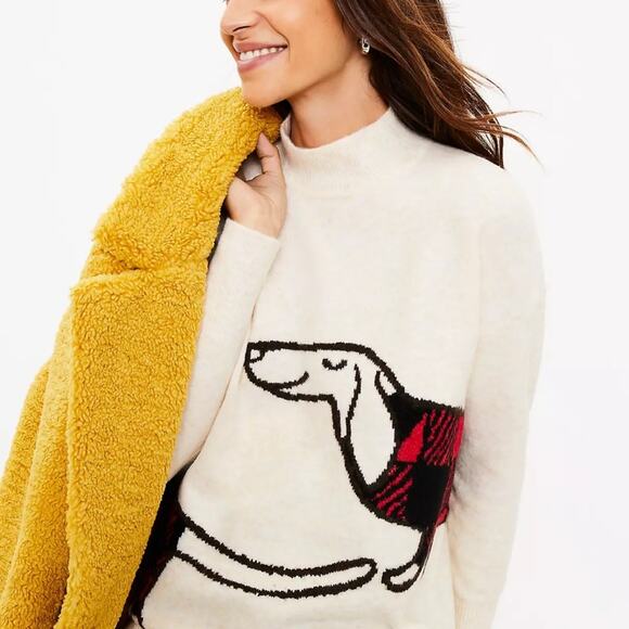 Loft Buffalo Plaid Weiner Dog Sweater Tunic Christmas Winter Cozy Dachsund - Picture 2 of 11